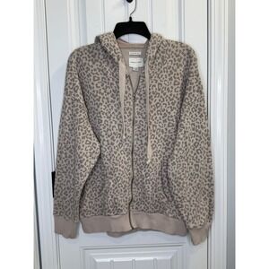 American Eagle XS Tan Leopard Zip Up Hoodie Ahh-mazingly Soft Y2K Indie Sleaze